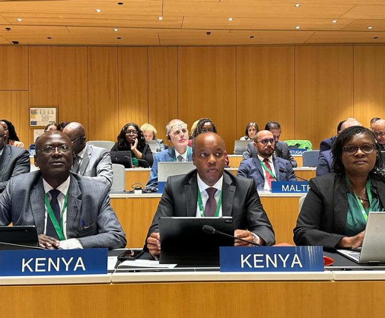 Photo:  Allan Kosgey (Centre), KIPI Board Chairman, John Onyango (Left), KIPI Managing Director, and Janet Kisio, Manager, Trade Marks Division, KIPI.